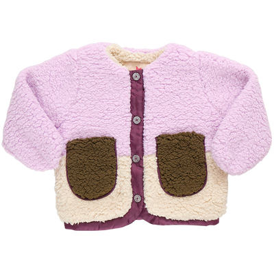 Girls Ruth Sherpa Jacket - Lavender Color Block