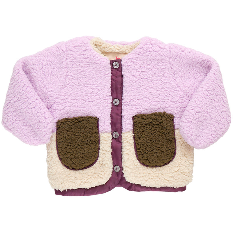 Girls Ruth Sherpa Jacket - Lavender Color Block