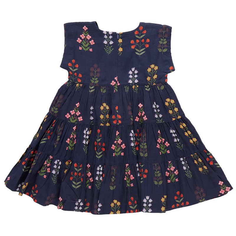 Girls Peachy Dress - Navy Field Floral