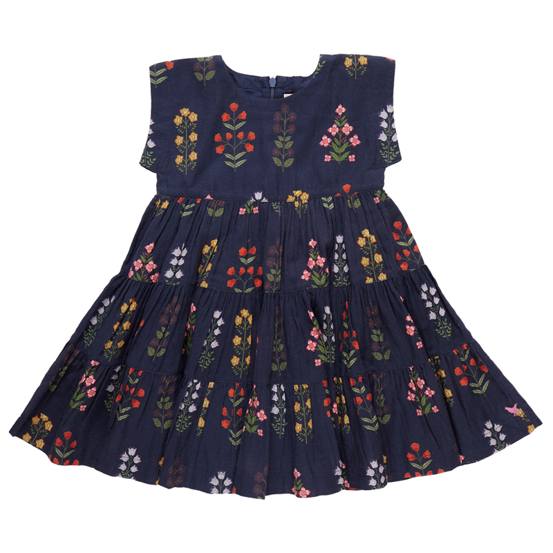 Girls Peachy Dress - Navy Field Floral