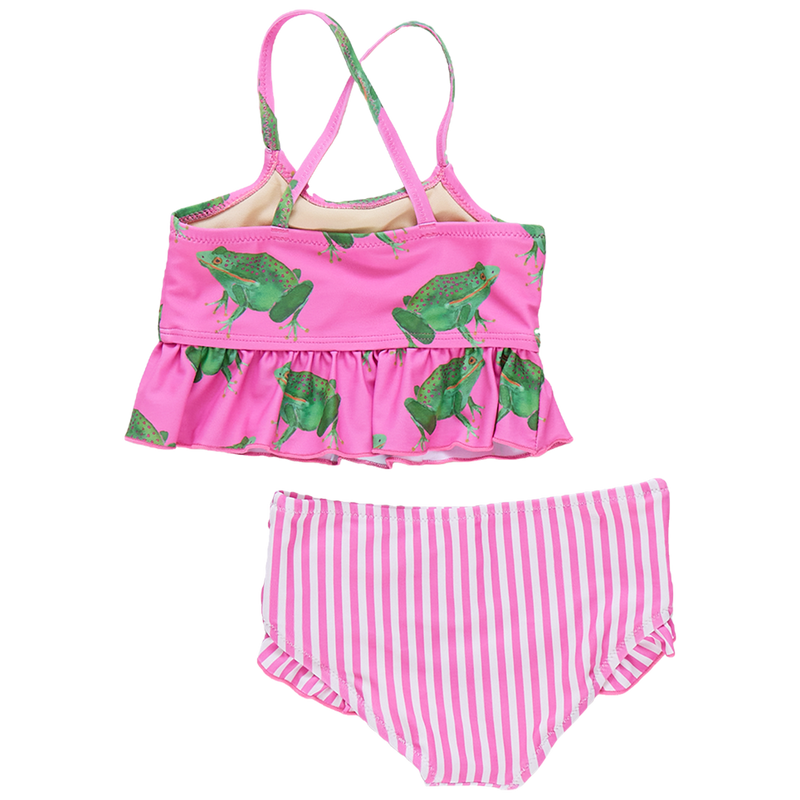 Girls Joy Tankini - Magenta Pink Frogs