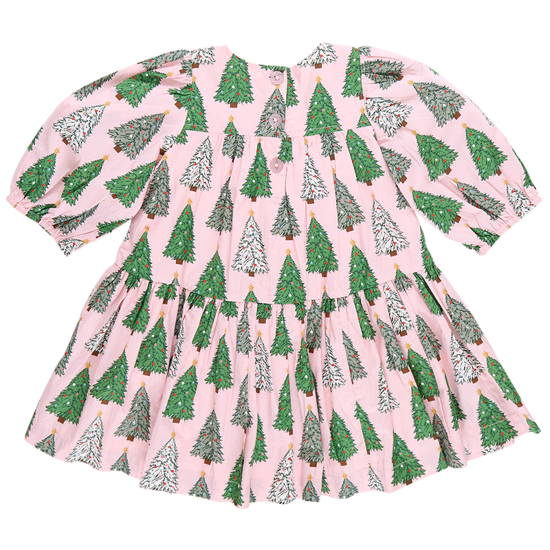 Girls Fiona Dress - Pink Trees