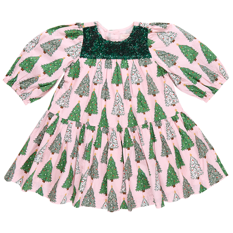 Girls Fiona Dress - Pink Trees