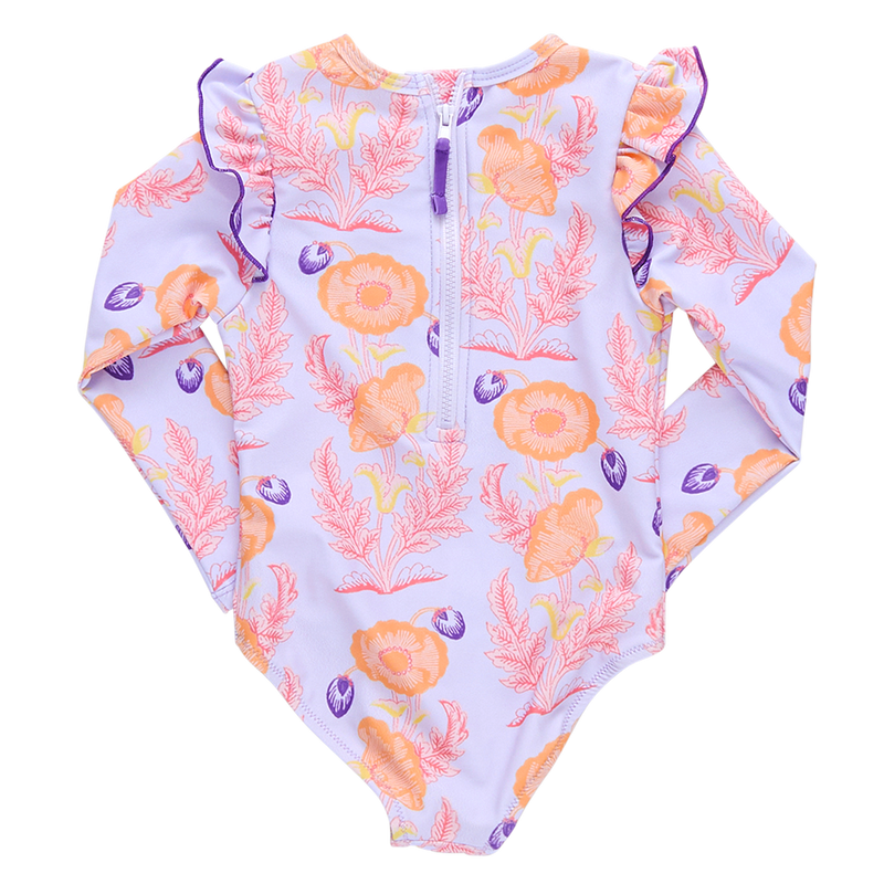 Girls Rachel Suit - Purple Gilded Floral