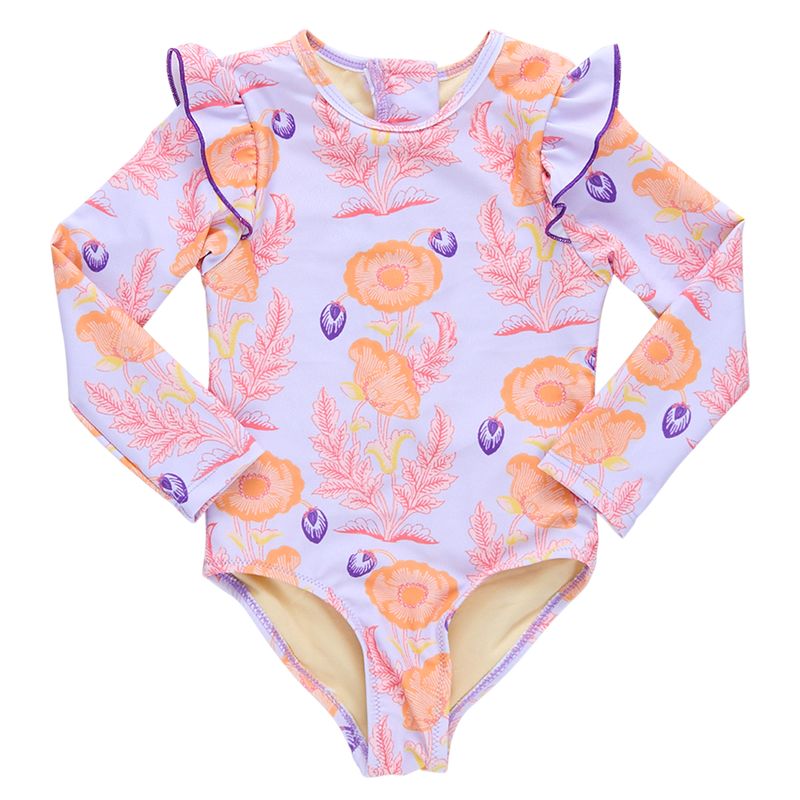 Girls Rachel Suit - Purple Gilded Floral