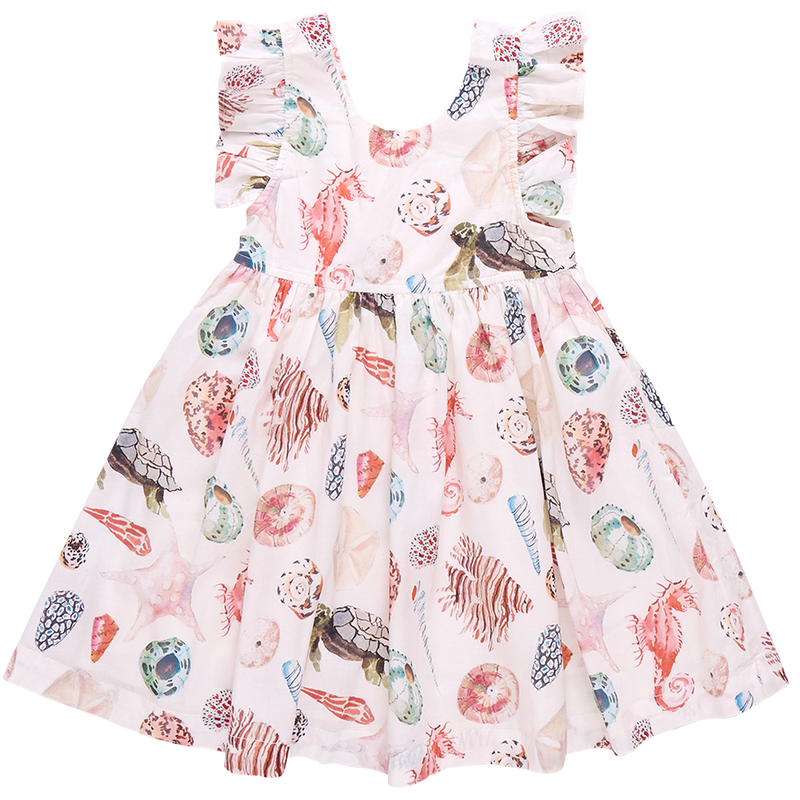 Girls Liv Dress - Watercolor Shells