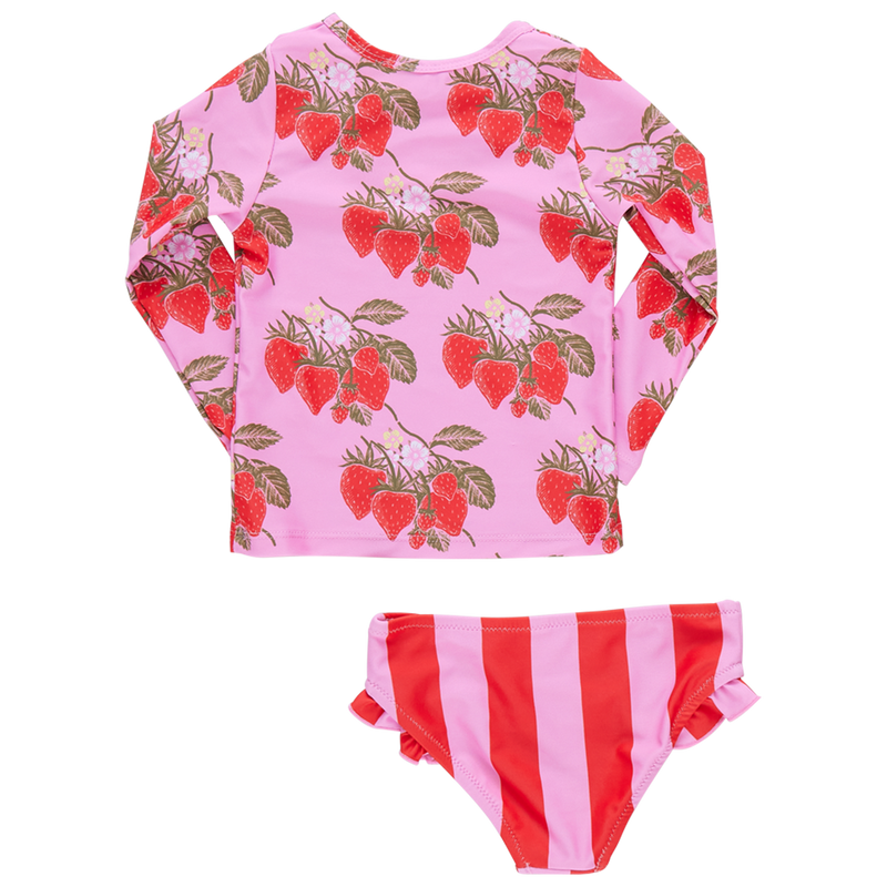 Girls Rash Guard Set - Pink Wild Strawberries