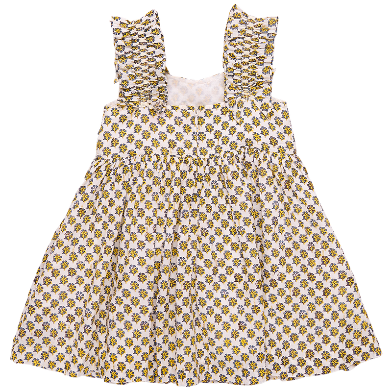 Girls Via Dress - Yellow Lisbon Ditsy