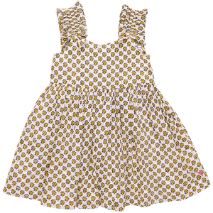 Girls Via Dress - Yellow Lisbon Ditsy