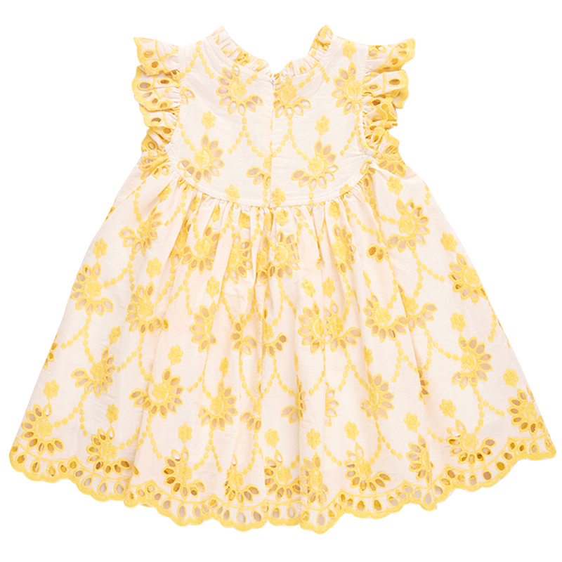 Girls Cynthia Dress - Bright Yellow Eyelet