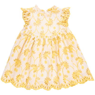 Girls Cynthia Dress - Bright Yellow Eyelet