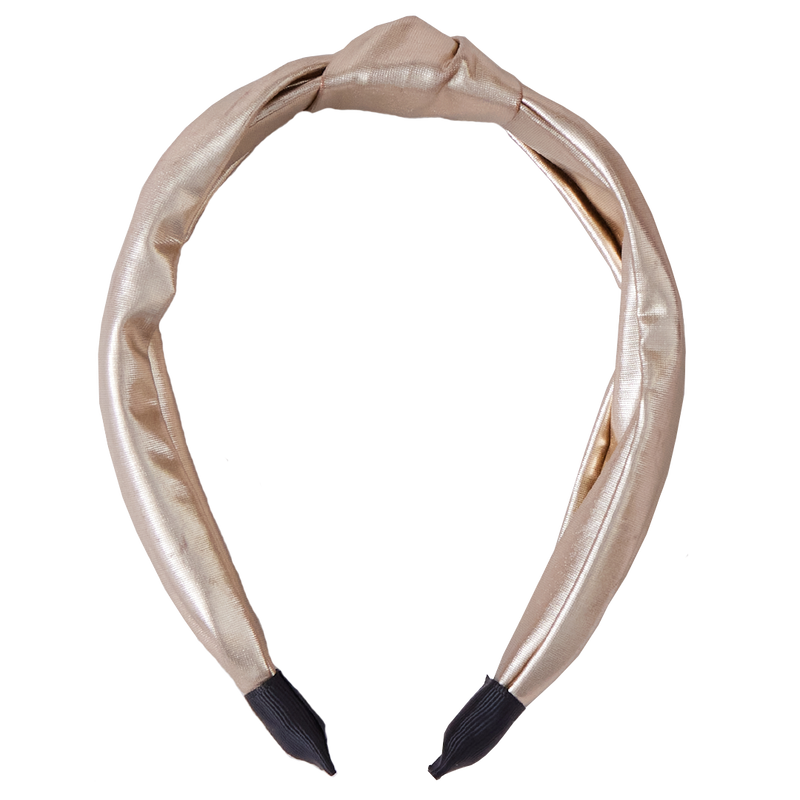 Girls Lame Holly Headband- Light Gold Lame