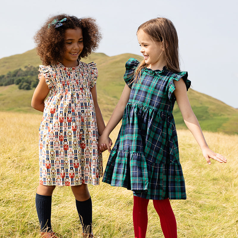 Girls Jennifer Dress - Green Tartan