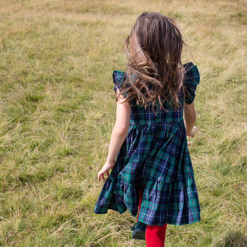 Girls Jennifer Dress - Green Tartan