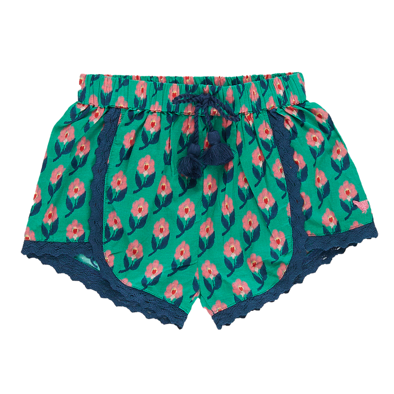 Girls Millie Short - Green Ikat Floral