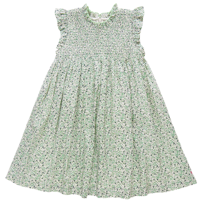 Girls Stevie Dress - Green Mini Ditsy