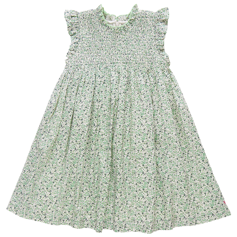 Girls Stevie Dress - Green Mini Ditsy