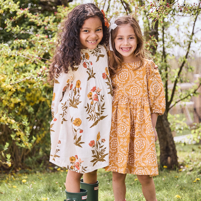 Girls Brooke Dress - Inca Gold Blooming Embroidery