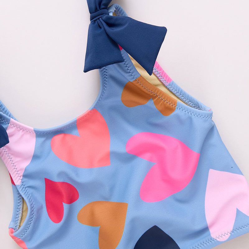 Girls Shelly Tankini - Multi Tossed Hearts