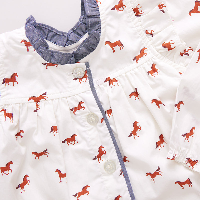 Girls Kalani Button Up Top - Tiny Horses