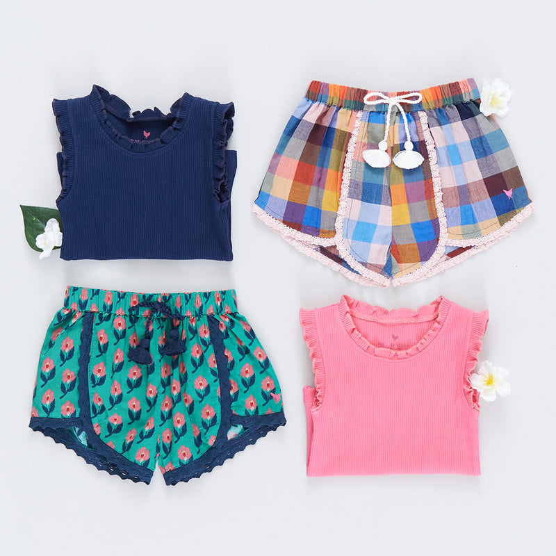 Girls Millie Short - Technicolor Check