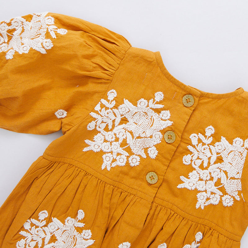 Girls Brooke Dress - Inca Gold Embroidery