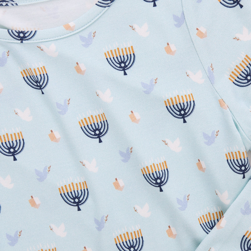 Kids Bamboo PJ Set - Peaceful Hanukkah