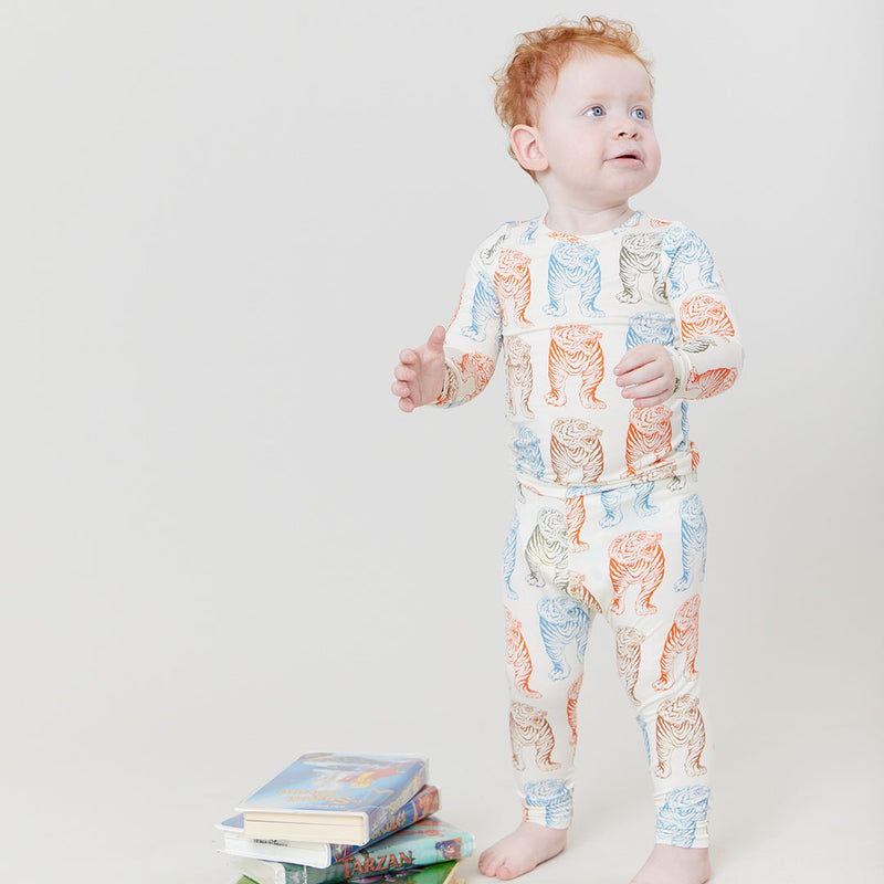 Kids Bamboo PJ Set - Multi Tiger