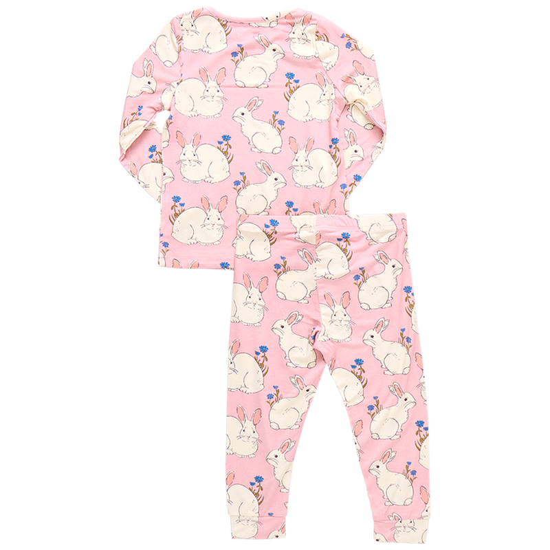 Kids Bamboo PJ Set - Pink Bunnies