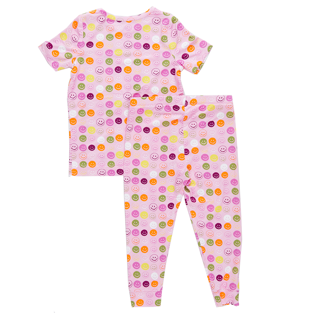 Children's Pink Smiley Pajama Shorts Set  Girls satin pajamas, Short pajama  set, Short sets