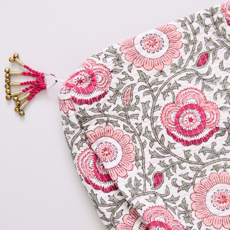 Large Quilted Pouch - Pink Lisbon Floral