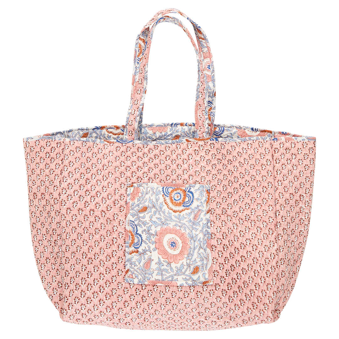 Reversible Large Quilted Tote - Lisbon Floral – Pink Chicken