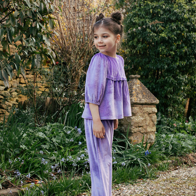 Girls Velour Theodore Pant - Lavender