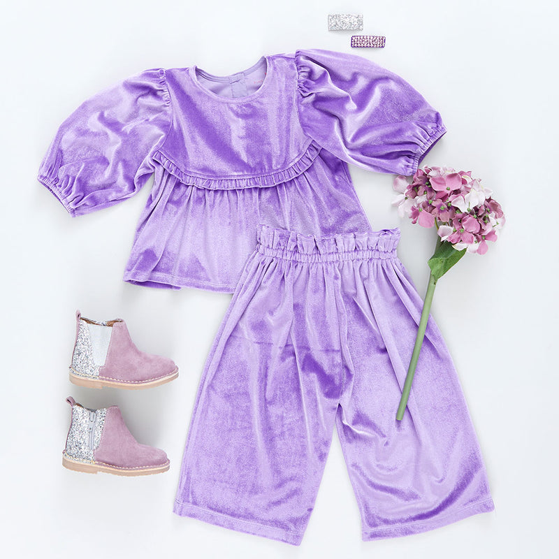 Girls Velour Theodore Pant - Lavender