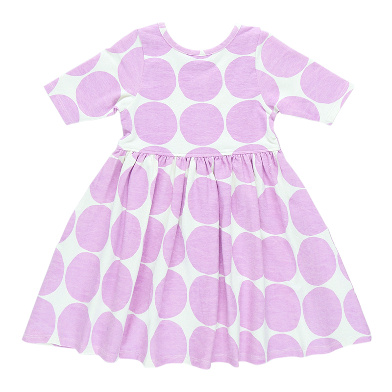 Girls Organic Steph Dress - Lavender Dot