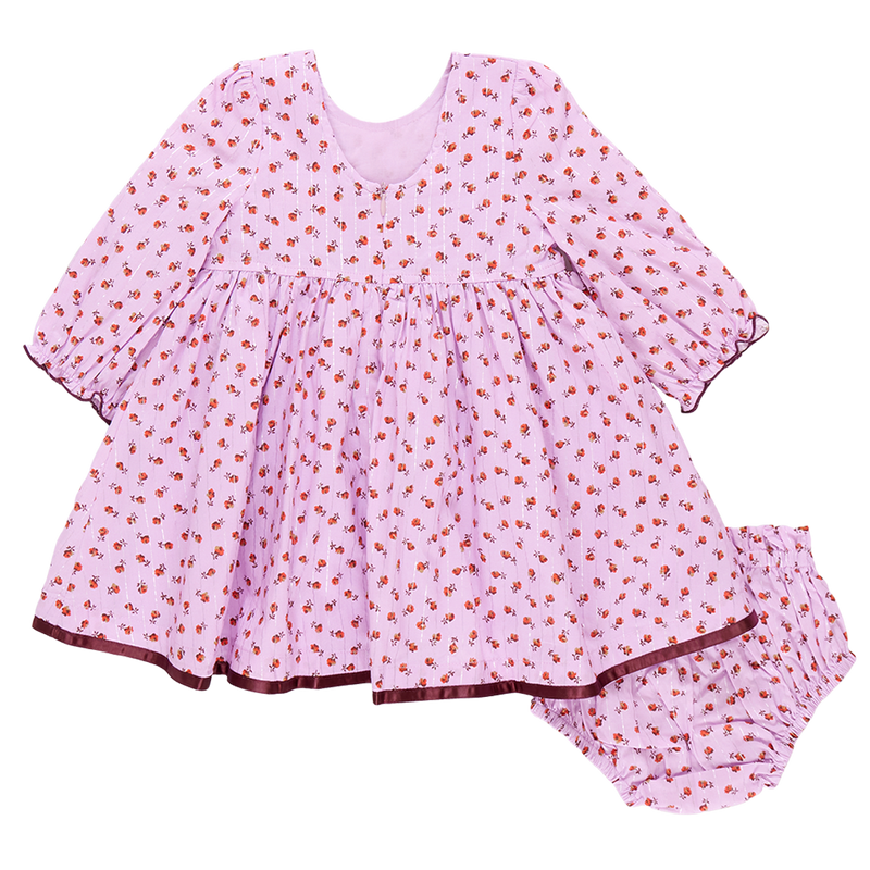 Baby Girls Amma Dress Set - Lavender Tiny Roses