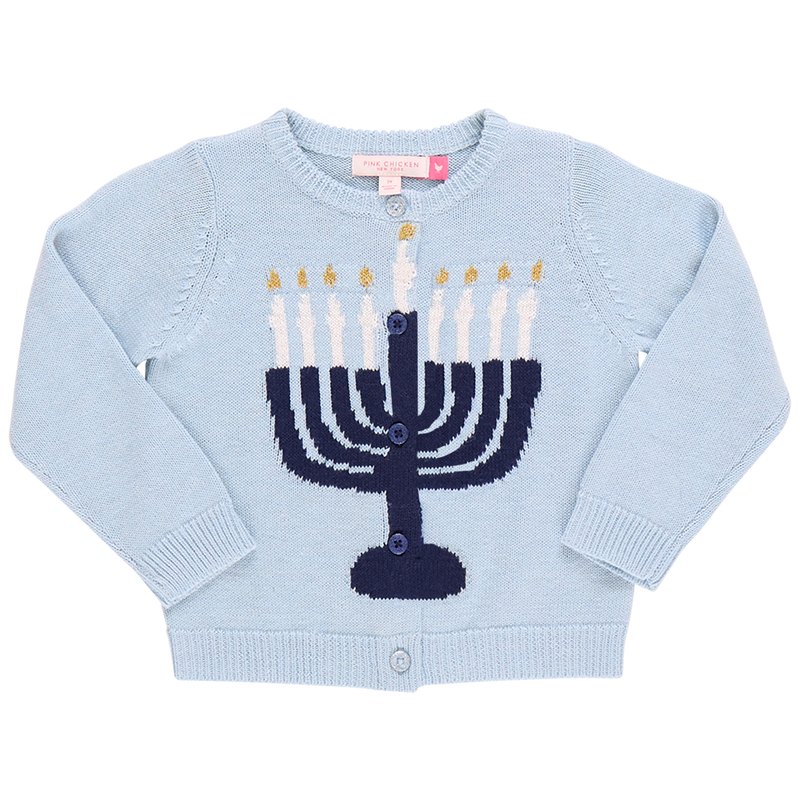 Girls Maude Sweater - Blue Menorah