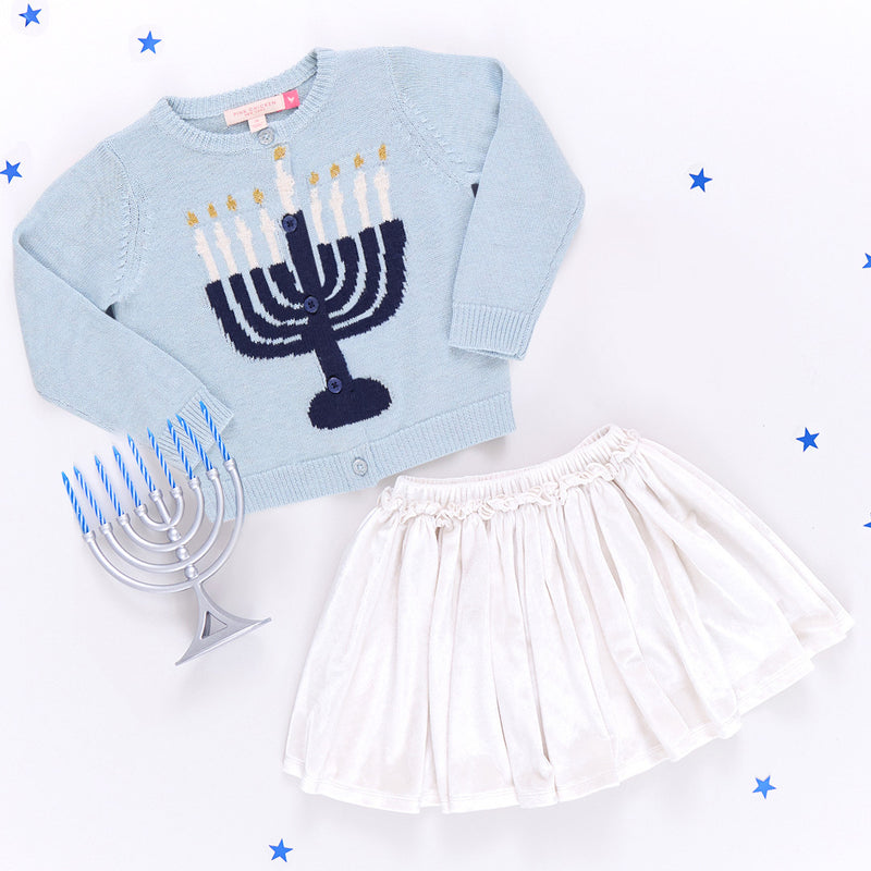 Girls Maude Sweater - Blue Menorah