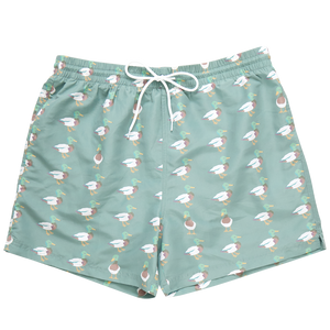 Mens Swim Trunk - Green Mallard Friends