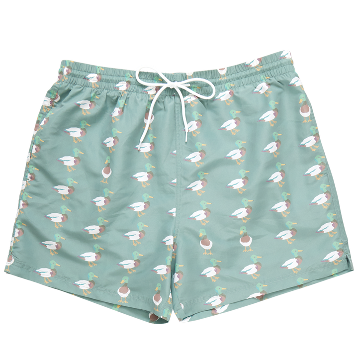 Mens Swim Trunk - Green Mallard Friends