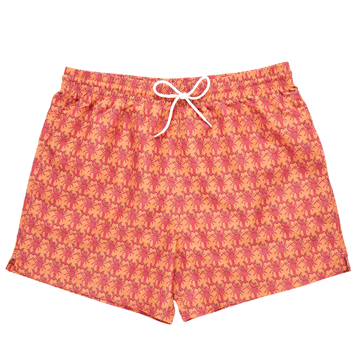 Mens Swim Trunk - Orange Lobsters