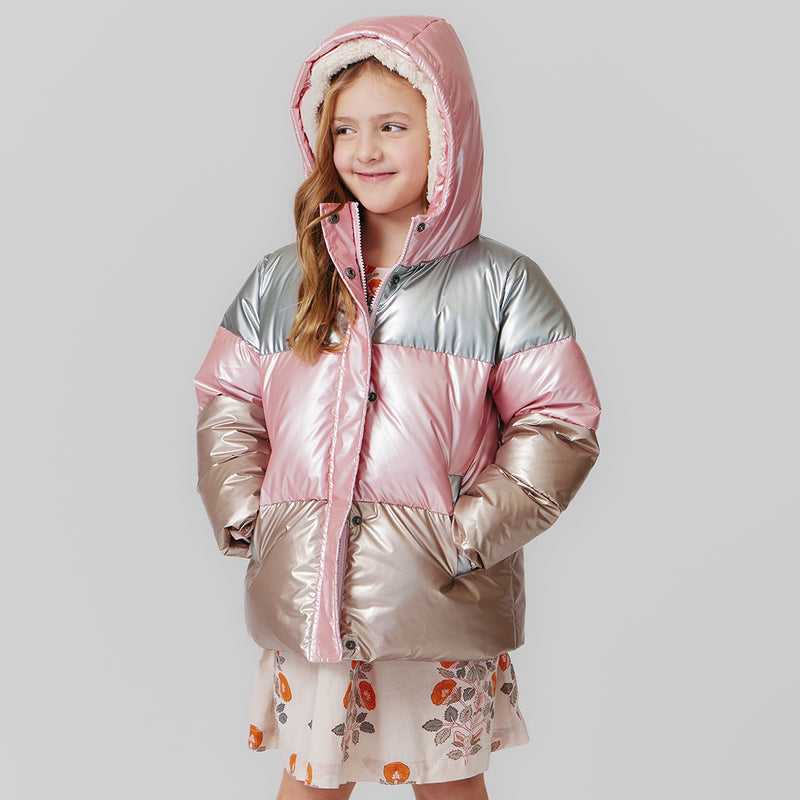 Kids Pete Puffer - Metallic Color Block