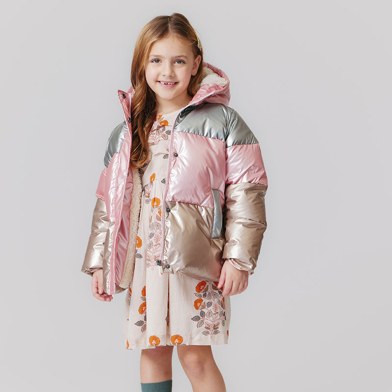 Kids Pete Puffer - Metallic Color Block