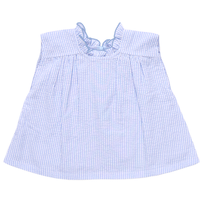 Girls Misha Top - Blue Seersucker