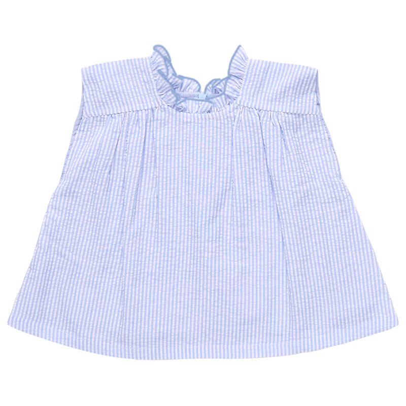 Girls Misha Top - Blue Seersucker