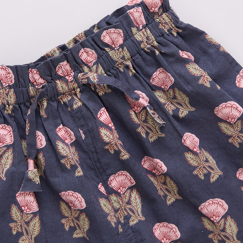 Girls Theodore Short - Navy Flower Drop