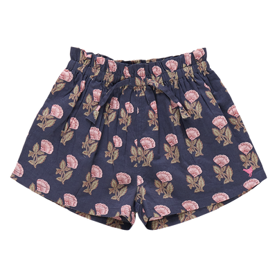 Girls Theodore Short - Navy Flower Drop