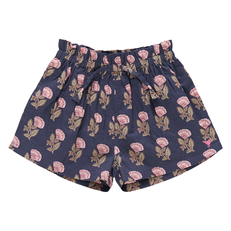 Girls Theodore Short - Navy Flower Drop