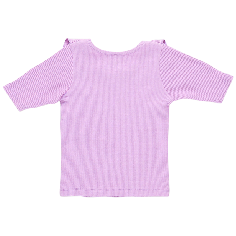 Girls Organic Ruffle Rib Top - Lavender