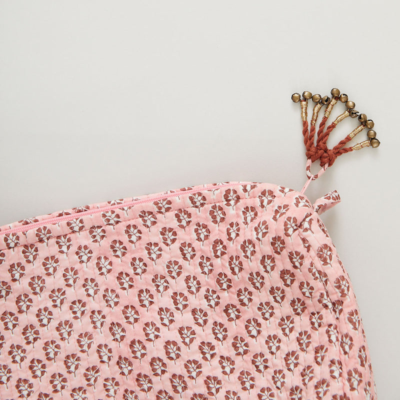 Large Quilted Pouch - Pink Lisbon Ditsy